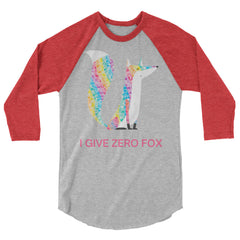 I Give Zero Fox Glitter 3/4 Sleeve Raglan Shirt