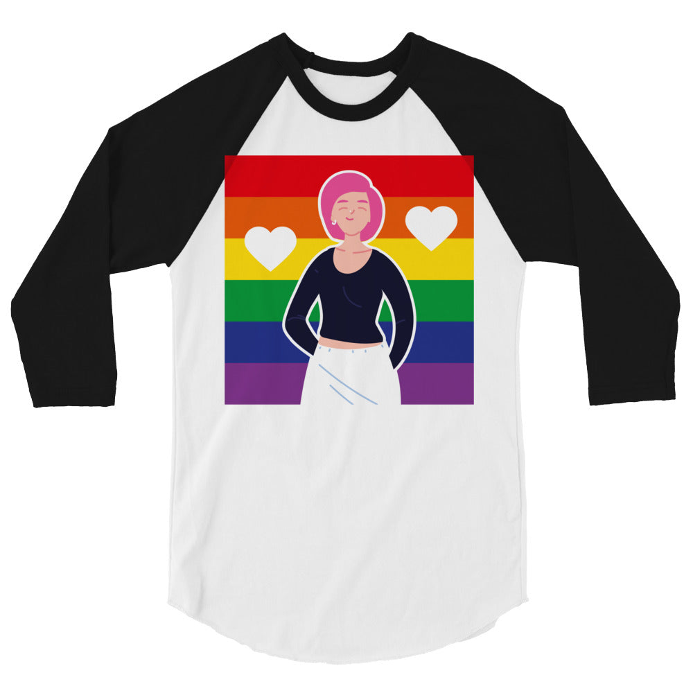 Queer Love Is Love Is Love 3/4 Sleeve Raglan Shirt