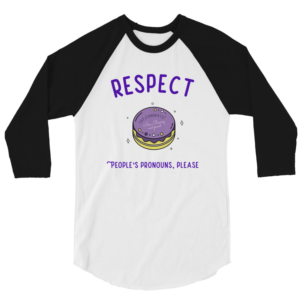 Respect People's Pronouns Please 3/4 Sleeve Raglan Shirt