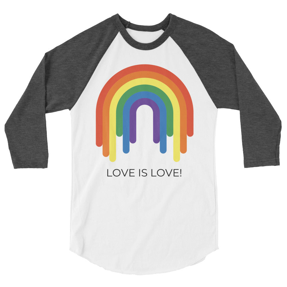 Love Is Love Rainbow 3/4 Sleeve Raglan Shirt