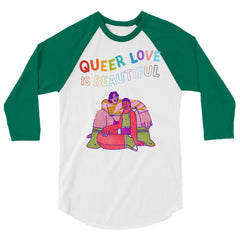 Queer Love Is Beautiful 3/4 Sleeve Raglan Shirt