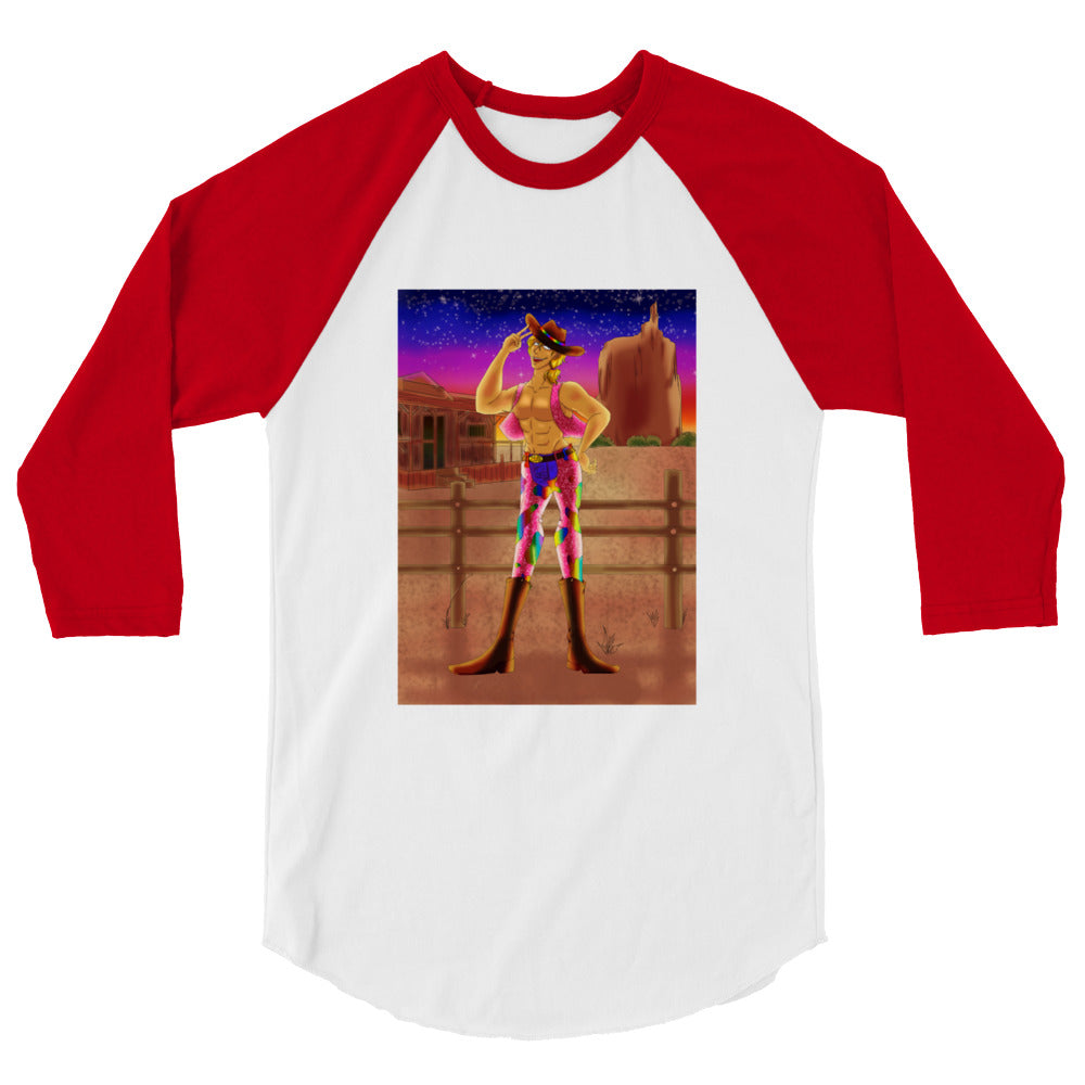 Gay Cowboy At Sunset 3/4 Sleeve Raglan Shirt