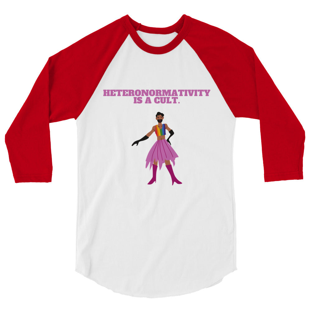 Heteronormativity Is A Cult 3/4 Sleeve Raglan Shirt