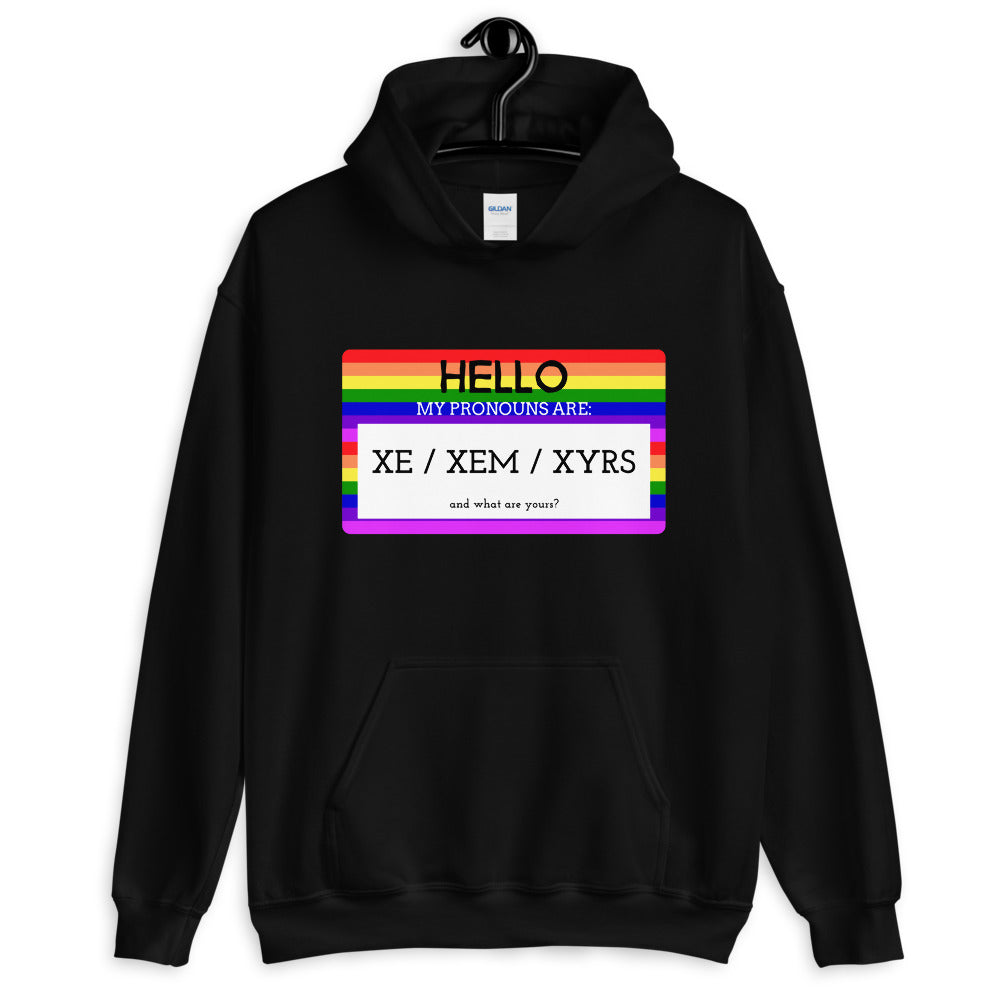 Hello My Pronouns Are Xe / Xem / Xyrs Unisex Hoodie