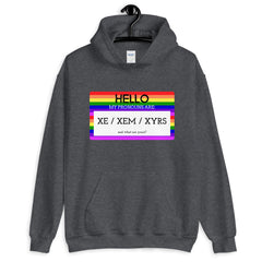 Hello My Pronouns Are Xe / Xem / Xyrs Unisex Hoodie