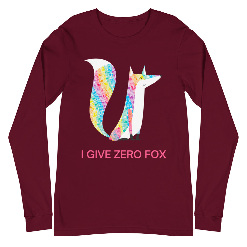 I Give Zero Fox Glitter Unisex Long Sleeve T-Shirt