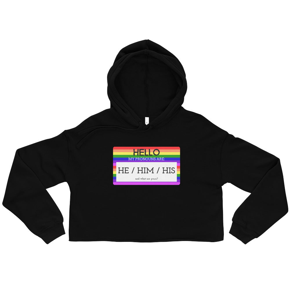 Hello My Pronouns Are He / Him / His Crop Hoodie
