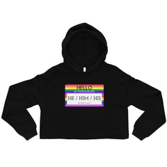 Hello My Pronouns Are He / Him / His Crop Hoodie