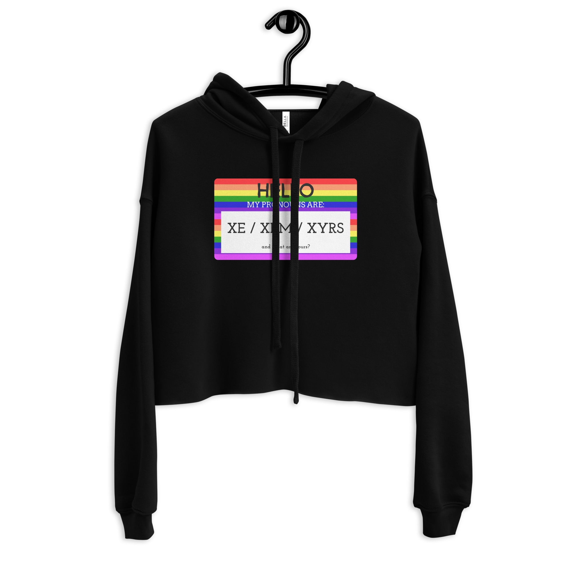 Hello My Pronouns Are Xe / Xem / Xyrs Crop Hoodie