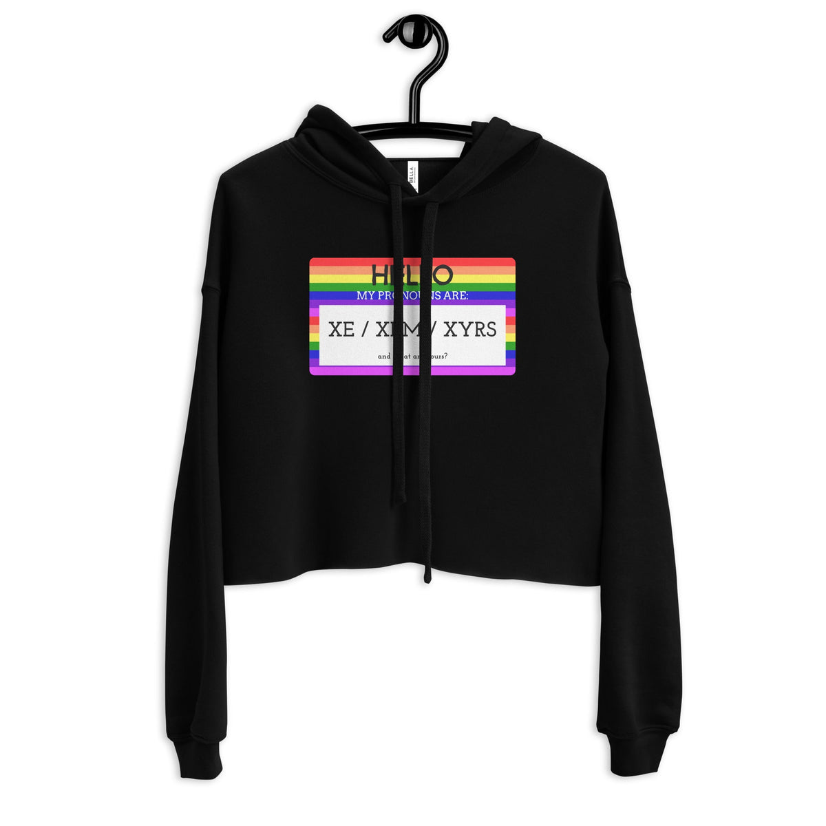 Hello My Pronouns Are Xe / Xem / Xyrs Crop Hoodie