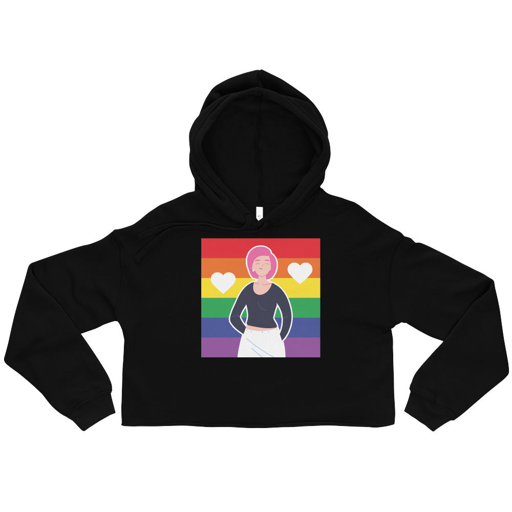 Queer Love Is Love Is Love Crop Hoodie