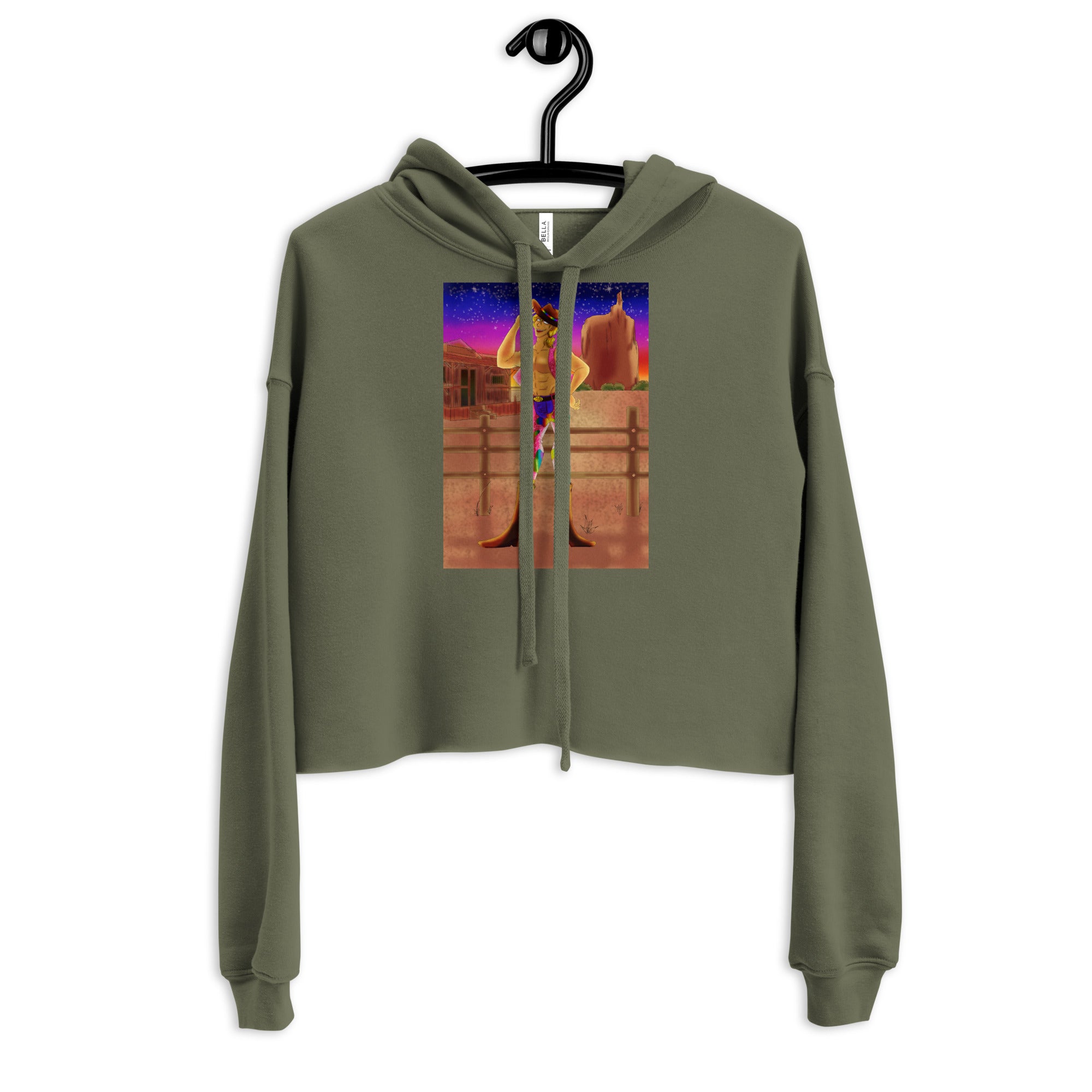 Gay Cowboy At Sunset Crop Hoodie