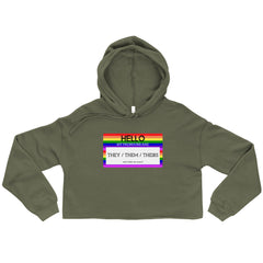Hello My Pronouns Are They / Them / Theirs Crop Hoodie