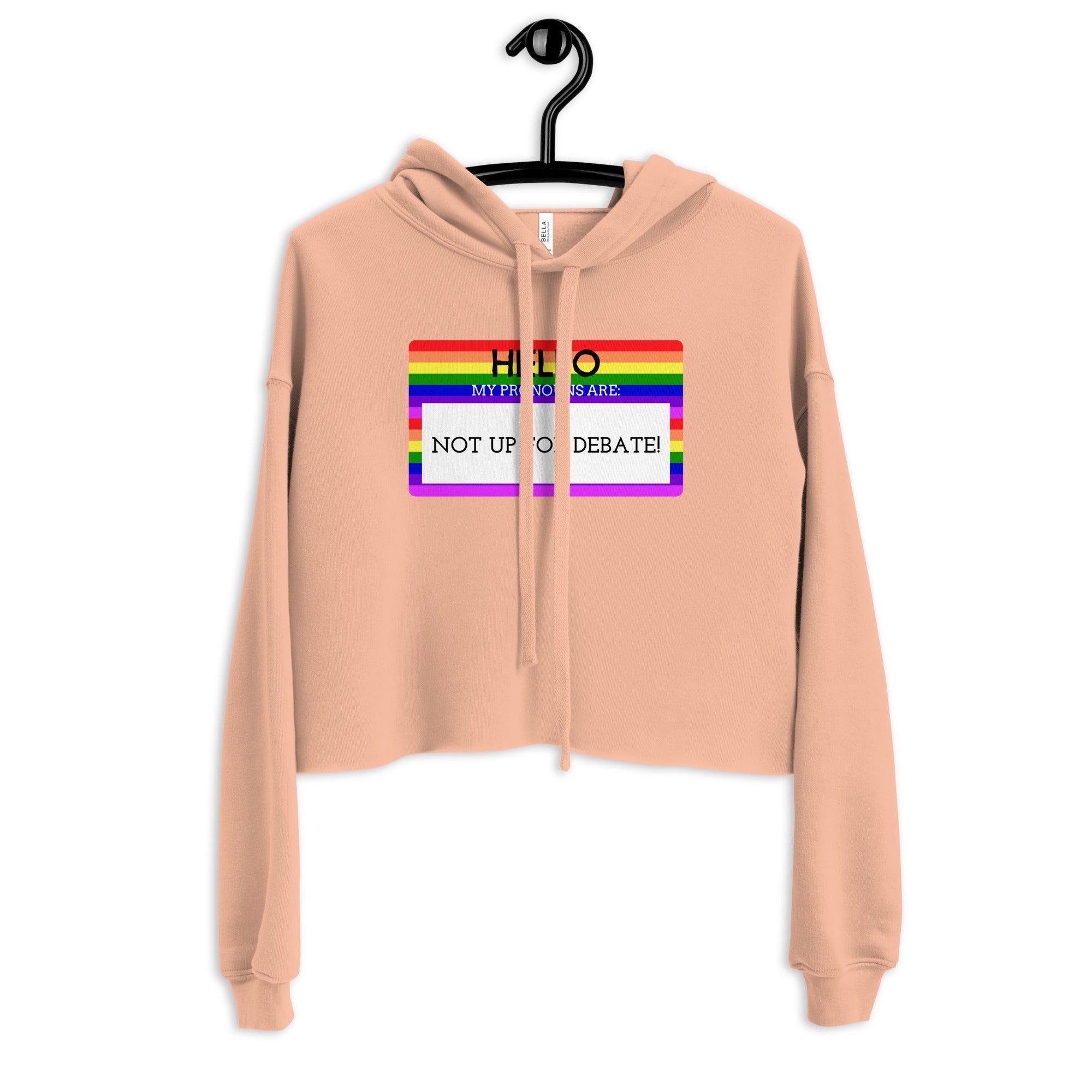 Hello My Pronouns Are Not Up For Debate Crop Hoodie