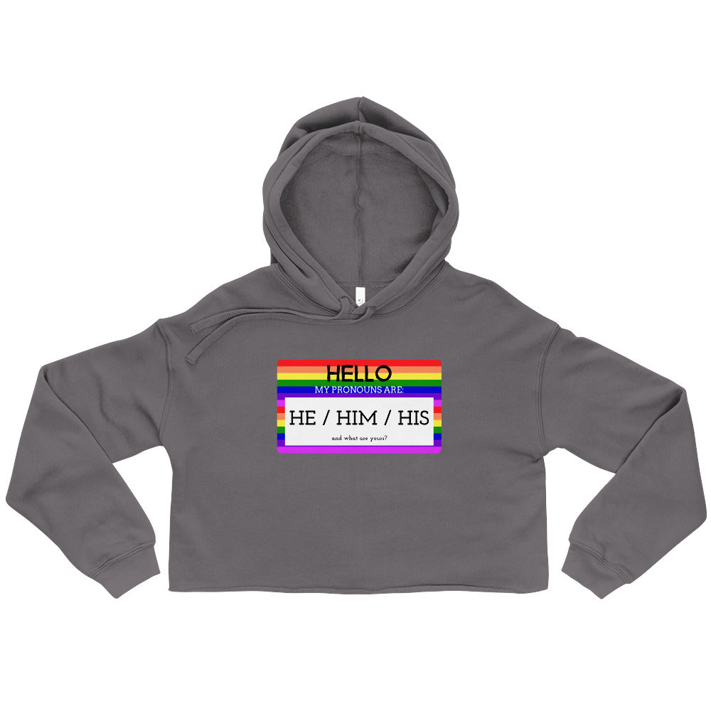 Hello My Pronouns Are He / Him / His Crop Hoodie