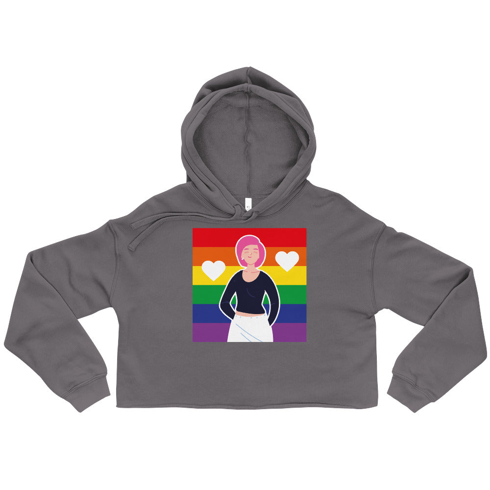 Queer Love Is Love Is Love Crop Hoodie